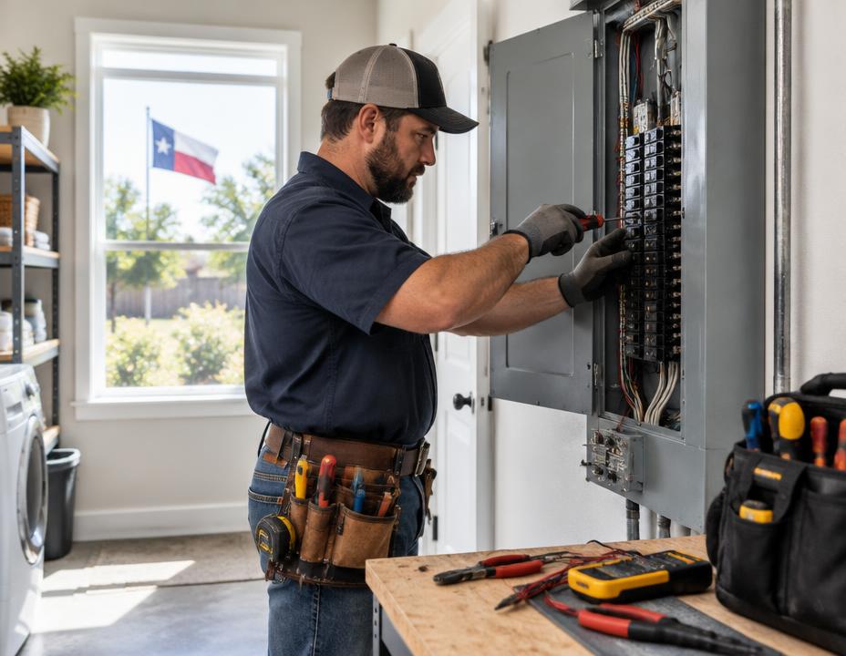 Electrical professional at work