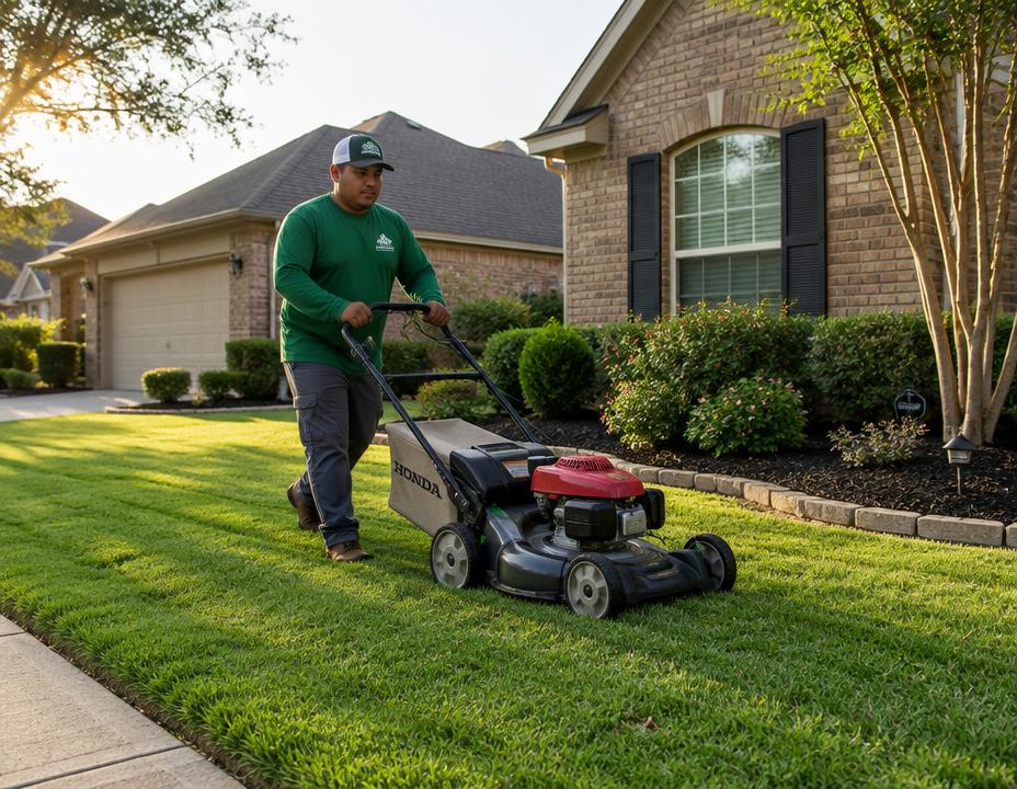 Lawn care professional at work