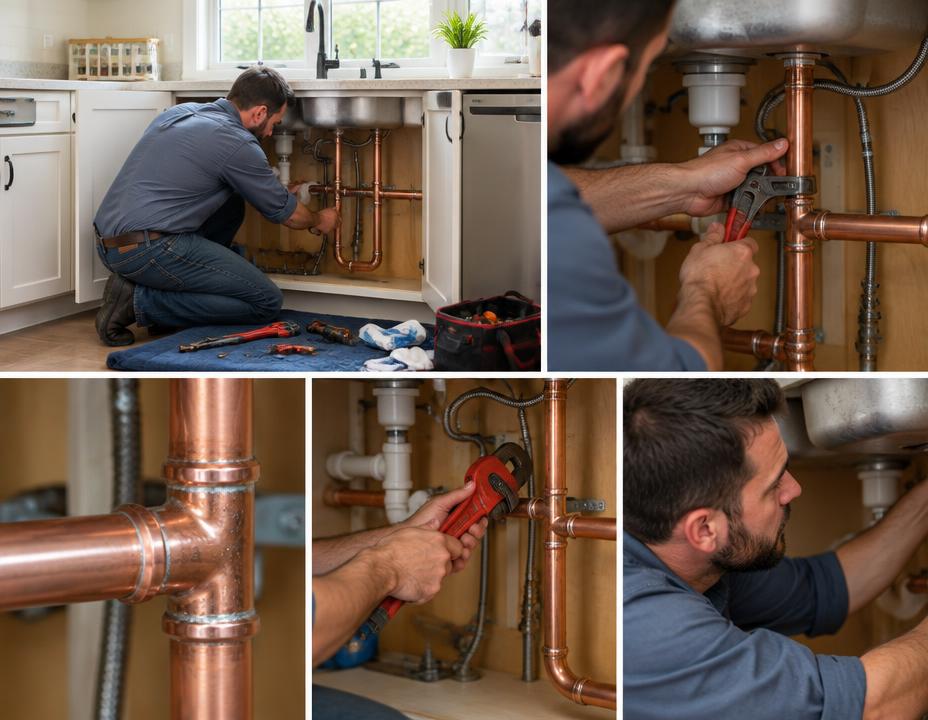 Plumbing professional at work